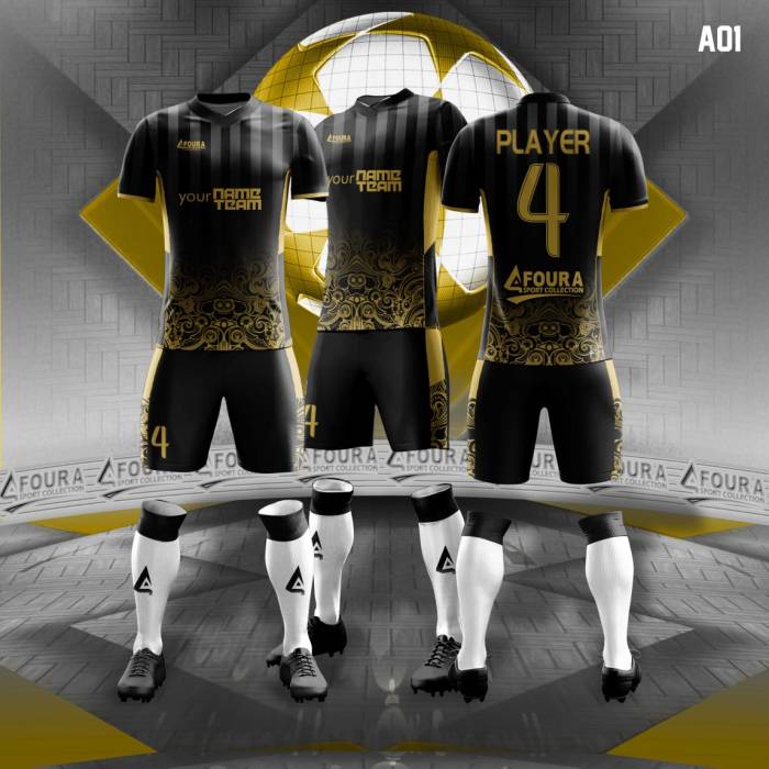 Futsal desain hitam depan belakang kaos coolest kuning koleksi